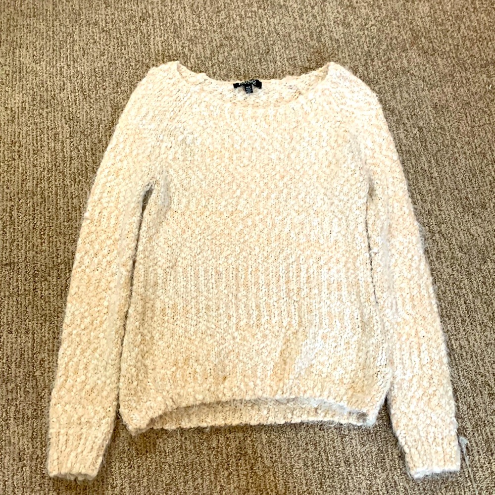 cream fuzzy sweater